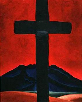 Georgia O Keeffe : Cross with Red Sky